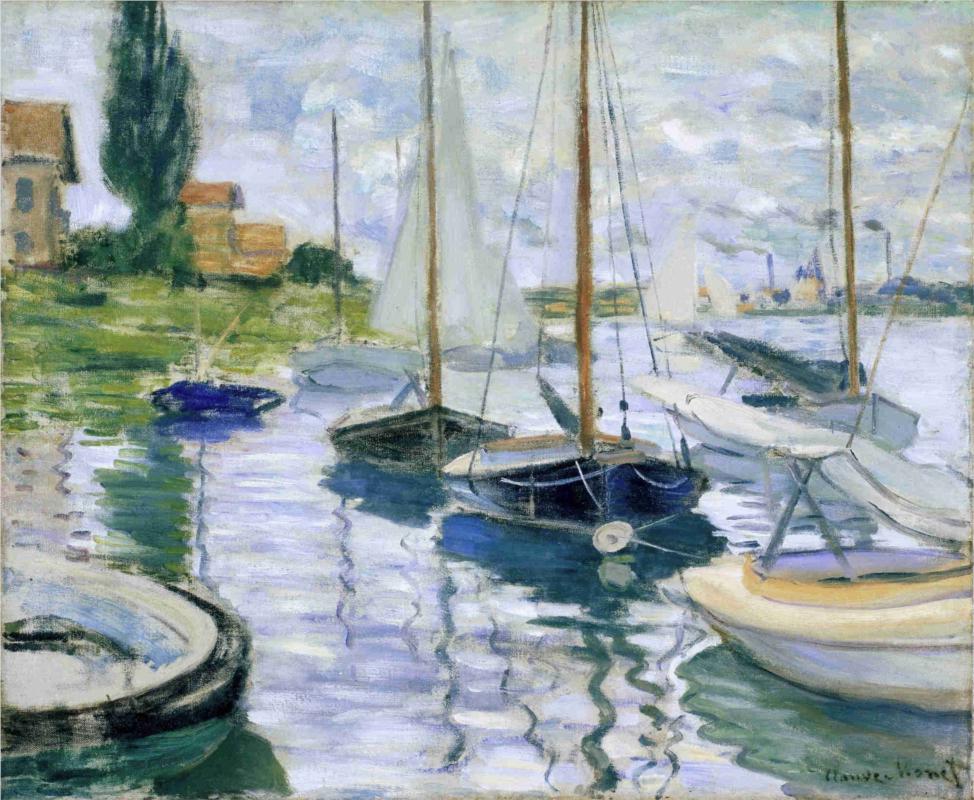 Boats at rest, at Petit-Gennevilliers - Claude Monet Paintings